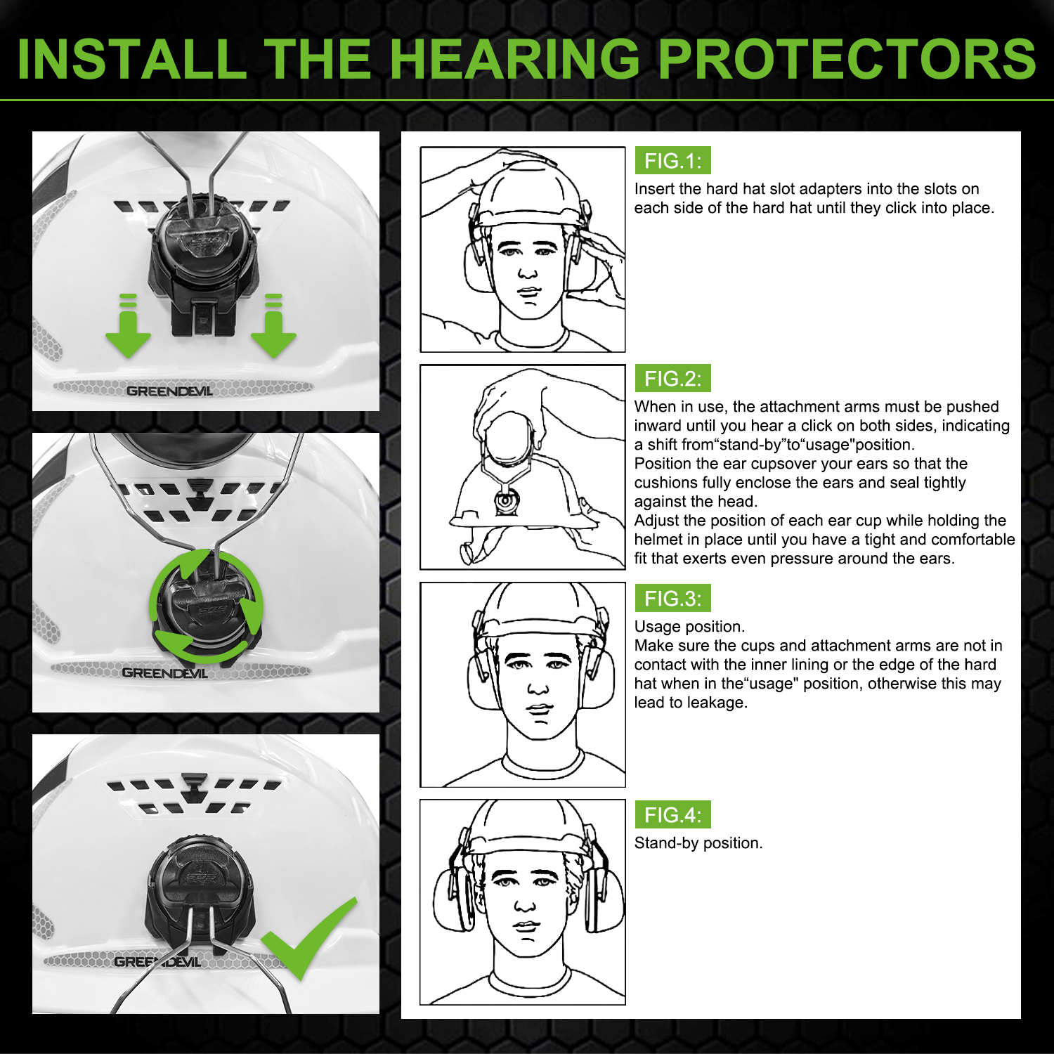 GREEN DEVIL Ear Muffs For Matrix FB Series Full Brim Hard Hat