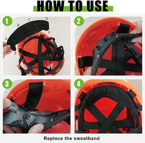 GREEN DEVIL Safety Helmet Hard Hat Adjustable Lightweight Vented ABS Work Helmet Ratchet Replacement 6-Point Suspension ANSI Z89.1 Approved Ideal for Industrial & Construction