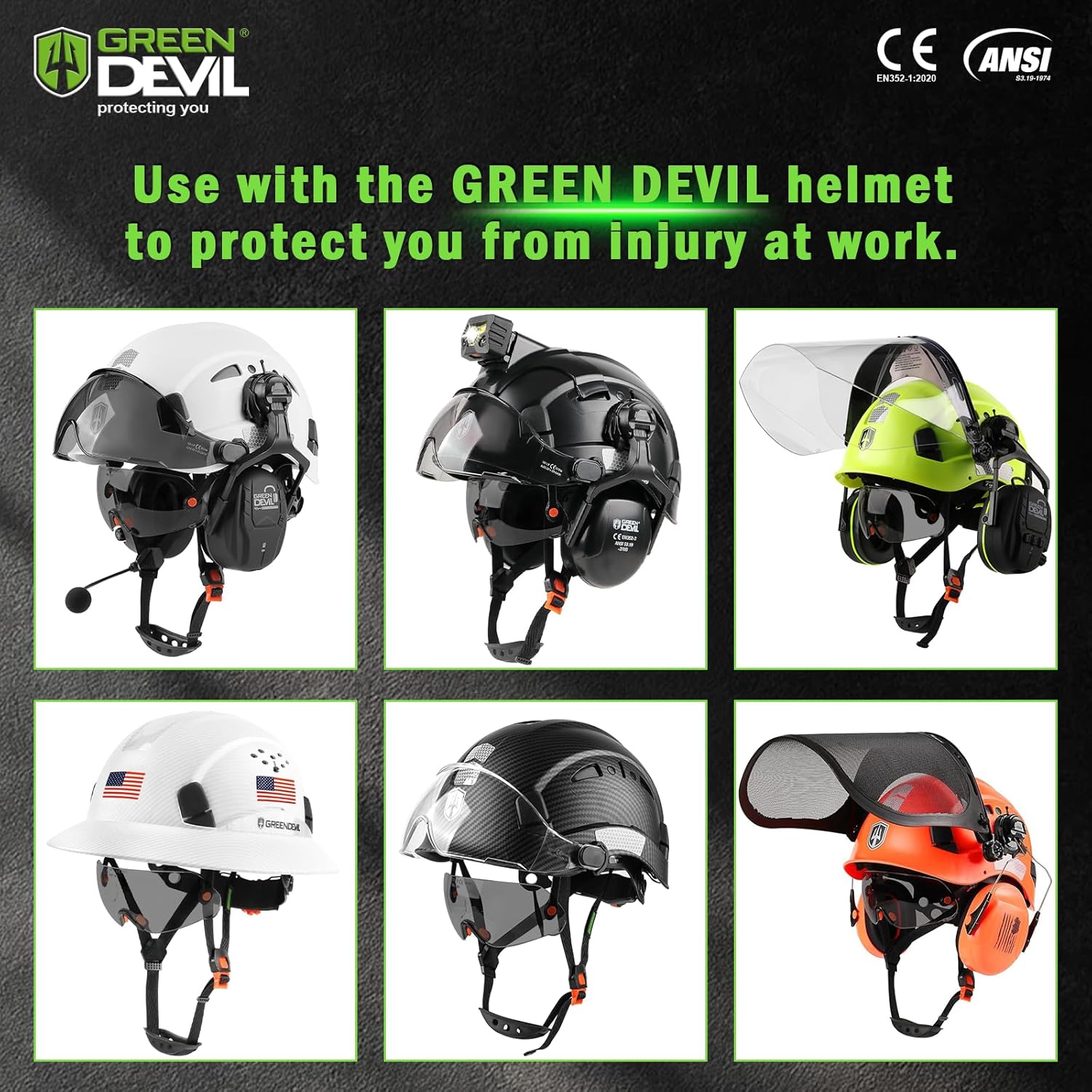 GREEN DEVIL Replacment Built-in Clear/Tinted Visor