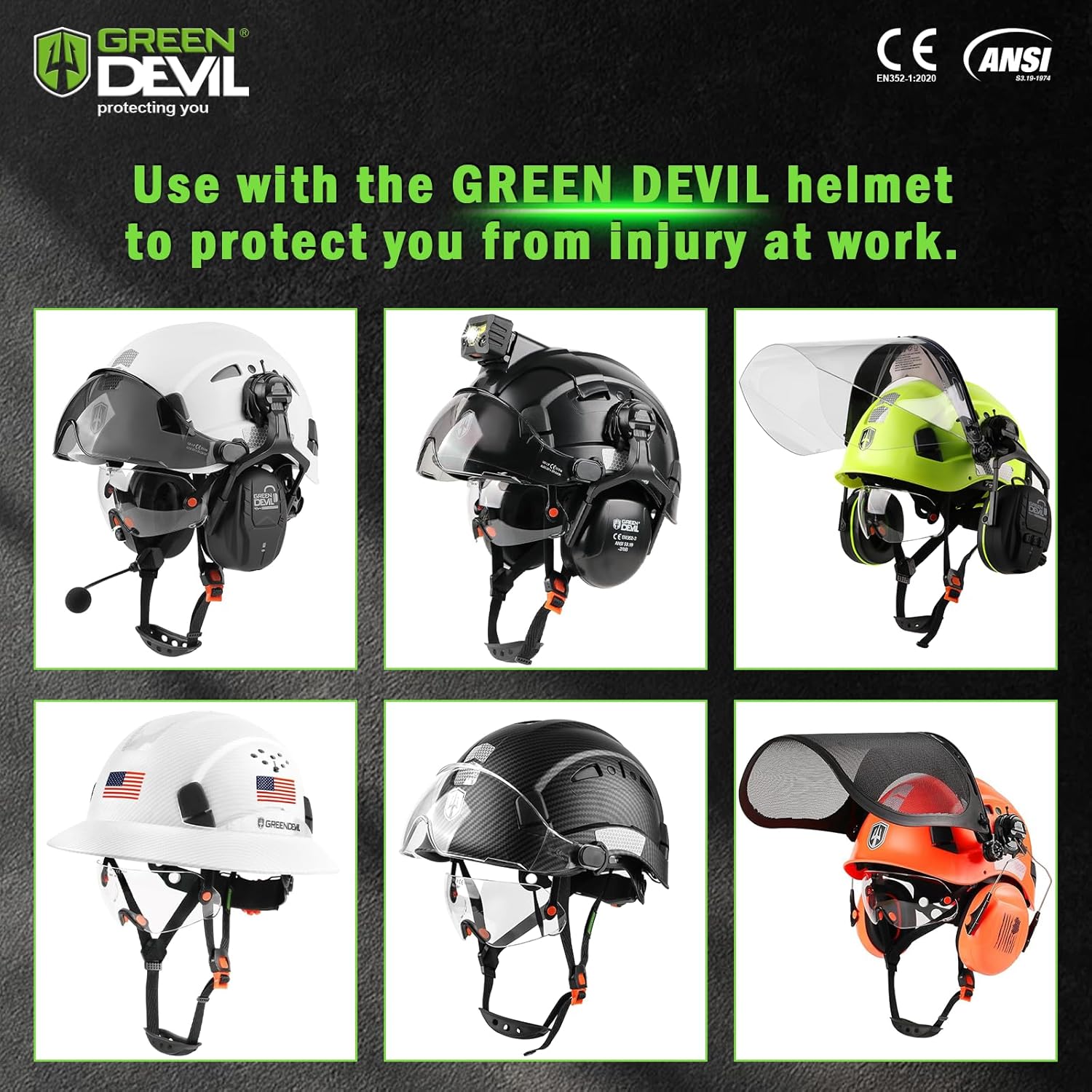 GREEN DEVIL Replacment Built-in Clear/Tinted Visor