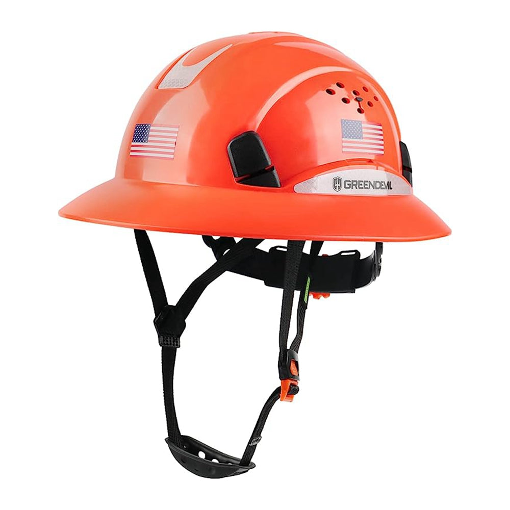 Full Brim Hard Hat Vented Construction Orange Safety Helmet OSHA Appro