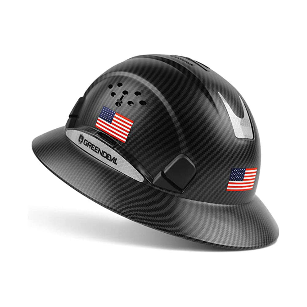 GreenDevil Safety Black Color Carbon Fiber Appearance Full Brim Hard Hats Safety Helmets