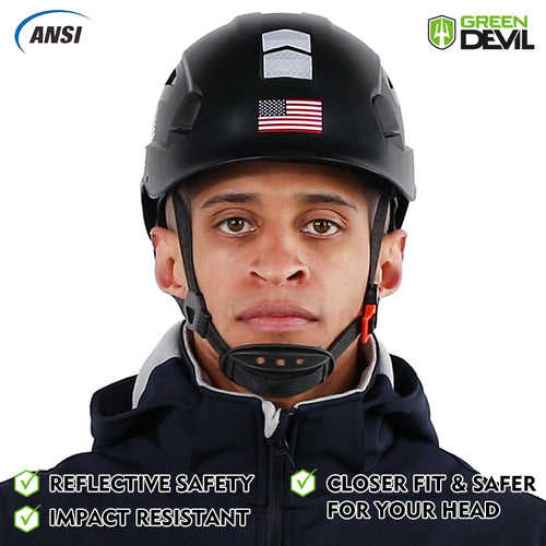 GREEN DEVIL Black Color Safety Helmet Hard Hat ANSI Z89.1 Approved