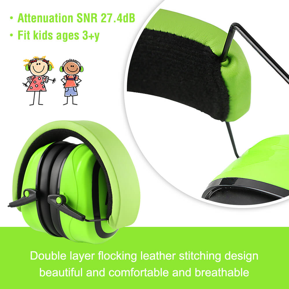 GREEN DEVIL Kids Noise Cancelling Hearing Protection Headphones Design For Age 3-16 SNR 27.4dB Green