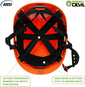 GREEN DEVIL Orange Color Safety Helmet Hard Hat With Visor And Ear Protection ANSI Z89.1 Approved