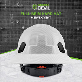 GREEN DEVIL Full Brim White Color Hard Hat Safety Helmet OSHA Approved