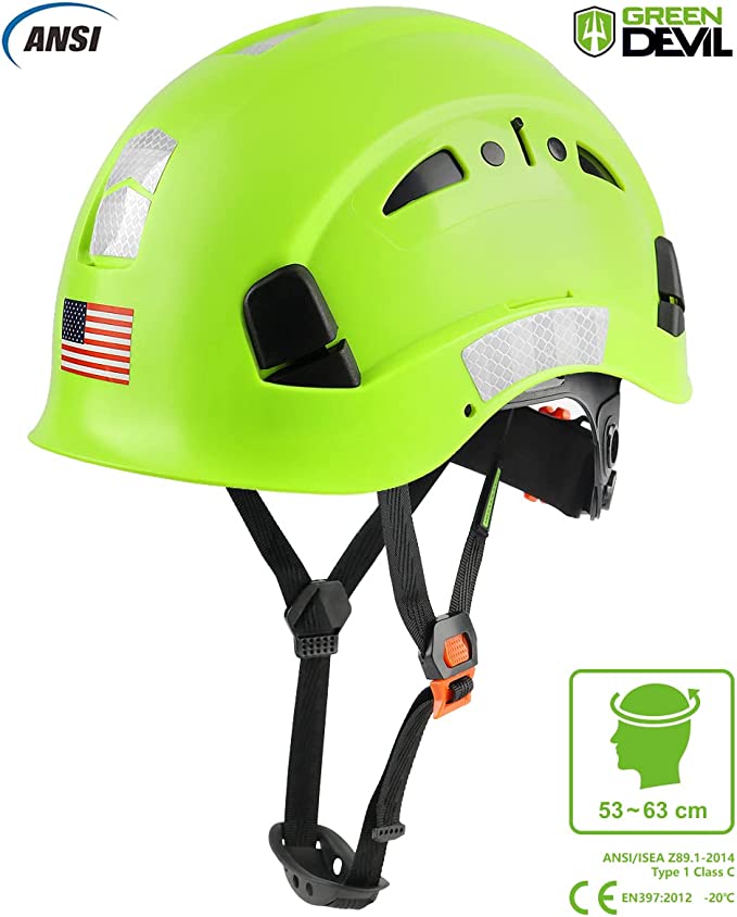 GREEN DEVIL Green Color Safety Helmet Hard Hat ANSI Z89.1 Approved