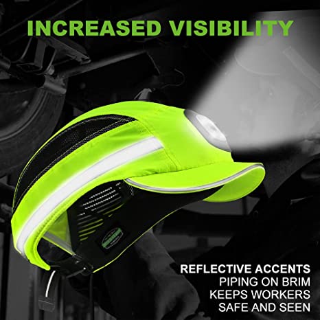 GREEN DEVIL Maverick 3 Series Breathable Lightweight Lime Safety Bump Cap with LED Lighting