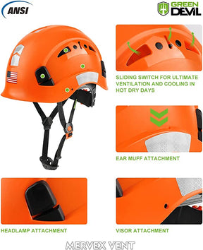 GREEN DEVIL Safety Colorful Safety Helmet Hard Hat ANSI Z89.1 Approved