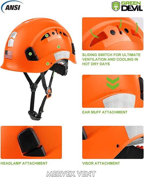 GREEN DEVIL Safety Colorful Safety Helmet Hard Hat ANSI Z89.1 Approved