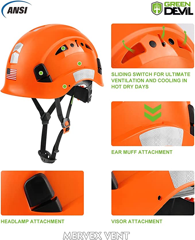 GREEN DEVIL Safety Colorful Safety Helmet Hard Hat ANSI Z89.1 Approved
