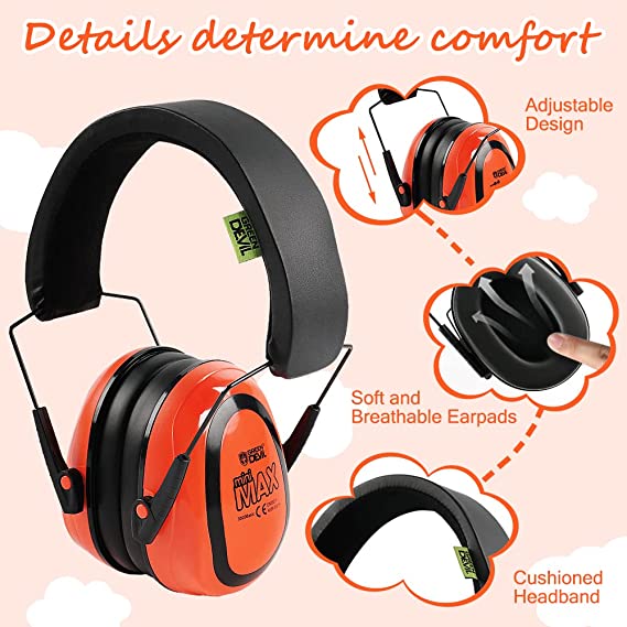 GREEN DEVIL MiniMax Orange Kids Hearing Protection Ear muffs Noise Cancelling For Age 1-16 Headphones