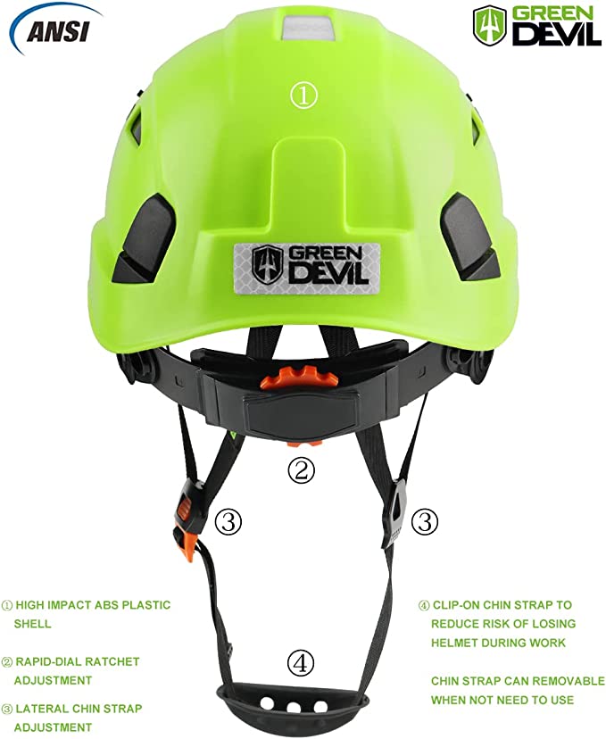 GREEN DEVIL Green Color Safety Helmet Hard Hat ANSI Z89.1 Approved
