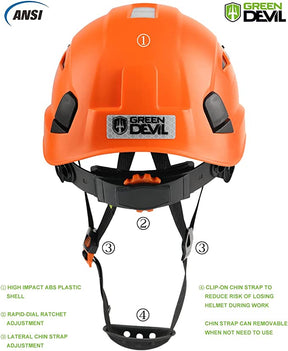 GREEN DEVIL Safety Colorful Safety Helmet Hard Hat ANSI Z89.1 Approved