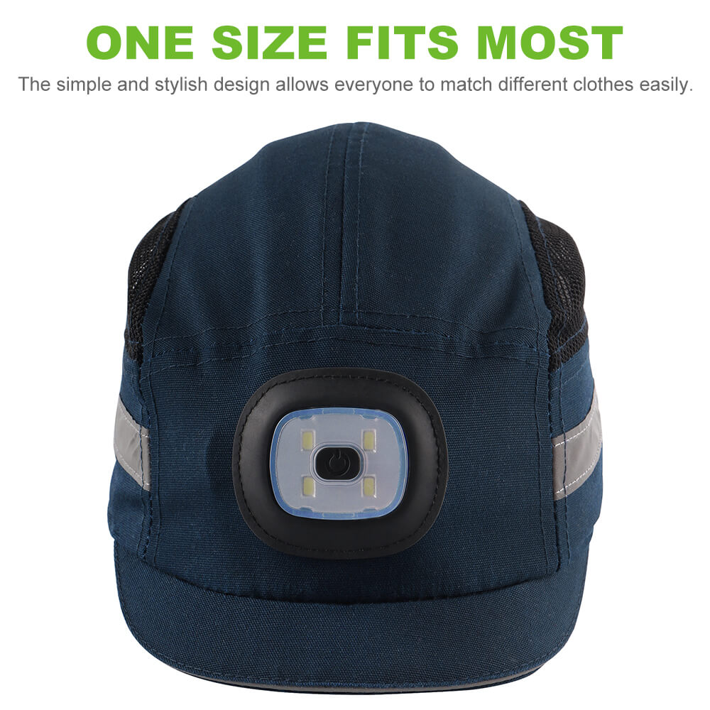 The simple and stylish design of LED bump cap safety cap allows everyone to match different clothes easily