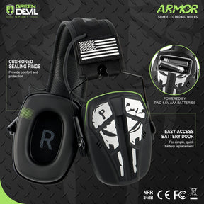 GREEN DEVIL Shooting Ear Protection Electronic Noise Reduction Hearing Protection Earmuffs Headphones For Gun Range Hunting Black