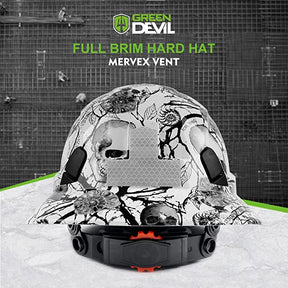 GREEN DEVIL Full Brim Skeleton Pattern Hard Hat Safety Helmet OSHA Approved