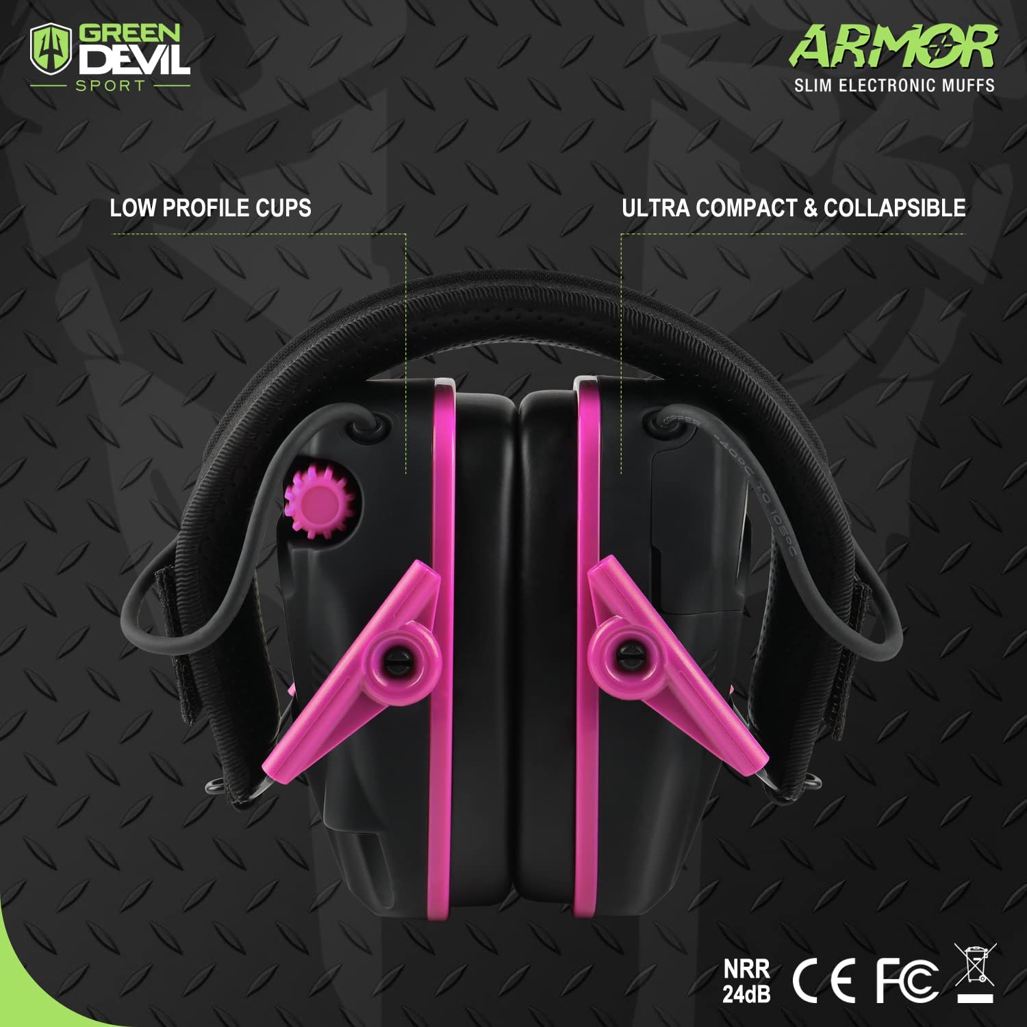 GREEN DEVIL Shooting Ear Protection Electronic Noise Reduction Hearing Protection Earmuffs Headphones For Gun Range Hunting Pink and Black