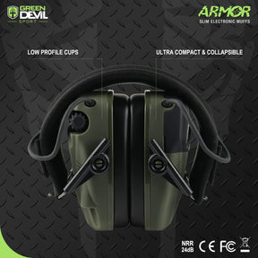 GREEN DEVIL Shooting Ear Protection Electronic Noise Reduction Hearing Protection Earmuffs Headphones For Gun Range Hunting Army Green