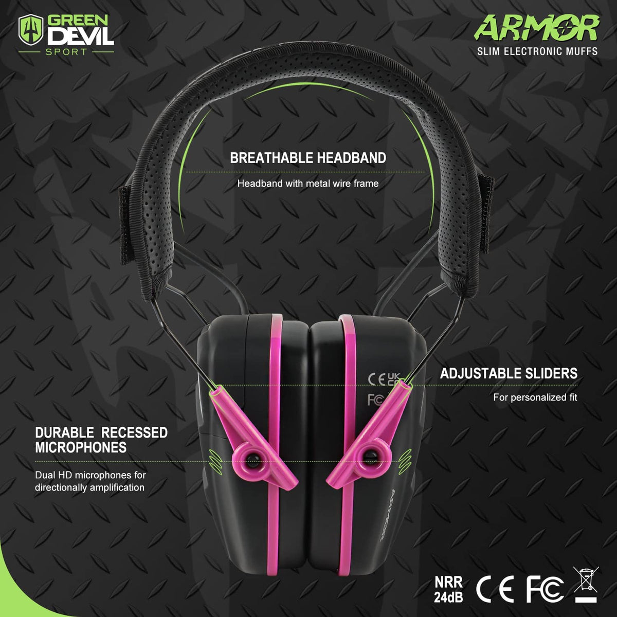 GREEN DEVIL Shooting Ear Protection Electronic Noise Reduction Hearing Protection Earmuffs Headphones For Gun Range Hunting Pink and Black