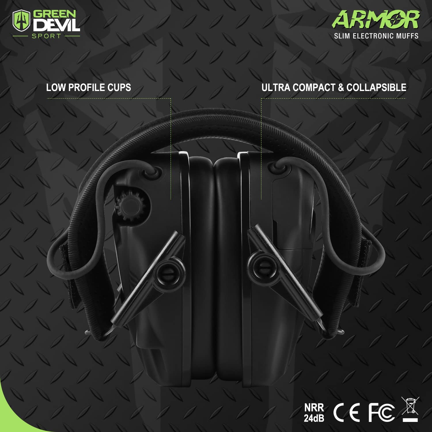 GREEN DEVIL Shooting Ear Protection Electronic Noise Reduction Hearing Protection Earmuffs Headphones For Gun Range Hunting Black