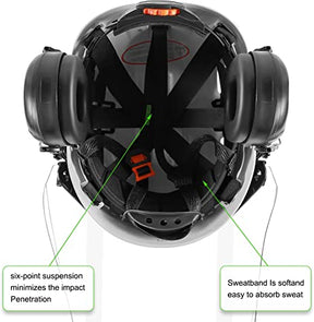 Forestry Safety Helmet Chainsaw Helmet with Polycarbonate Full Clear Visor and Ear Muffs 3 in 1 Forestry Hard Hat