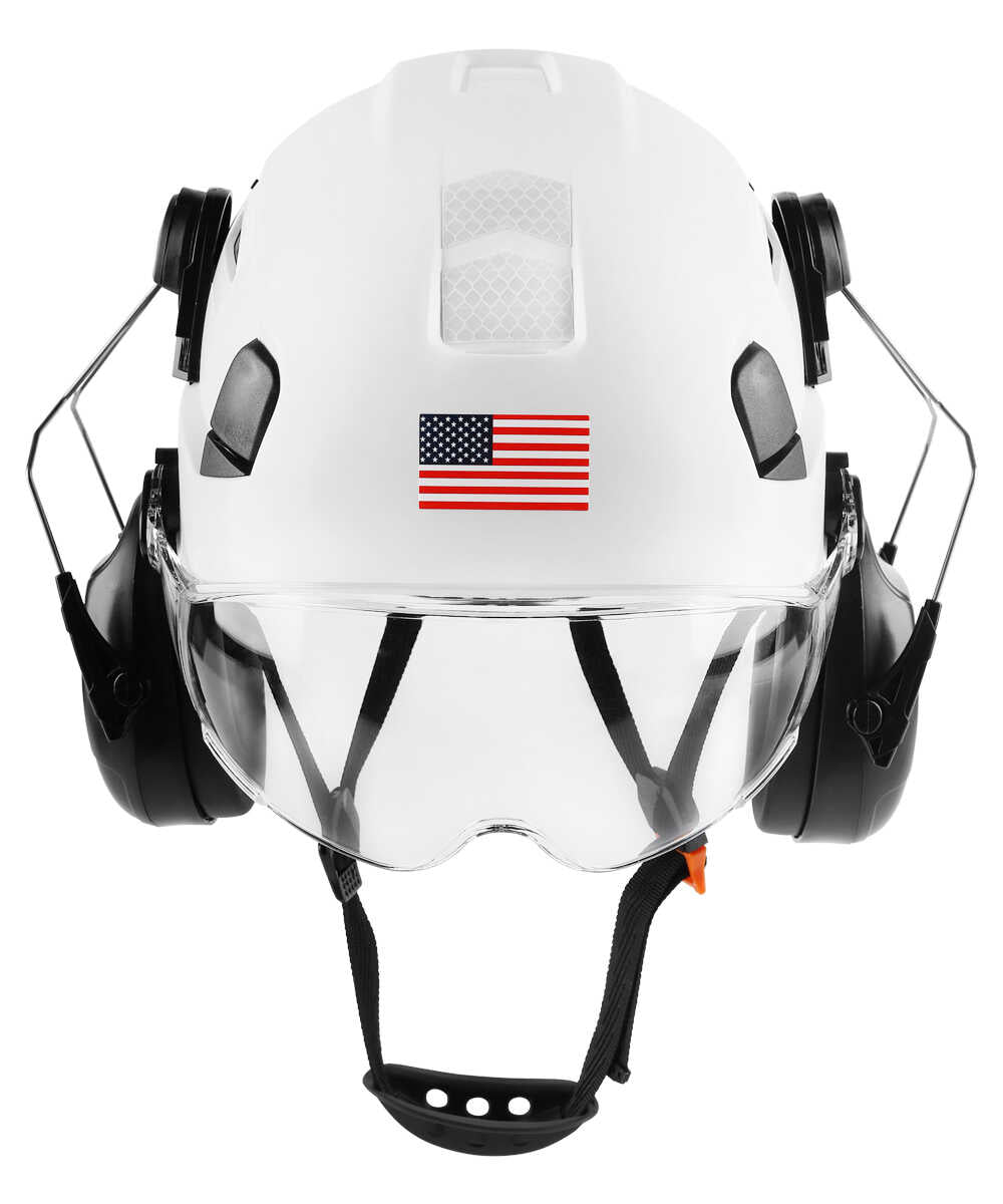 GREEN DEVIL White Color Safety Helmet Hard Hat With Visor And Ear Protection ANSI Z89.1 Approved