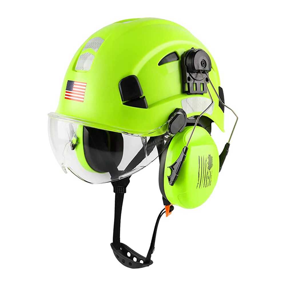 GREEN DEVIL White Color Safety Helmet Hard Hat With Visor And Ear Protection ANSI Z89.1 Approved