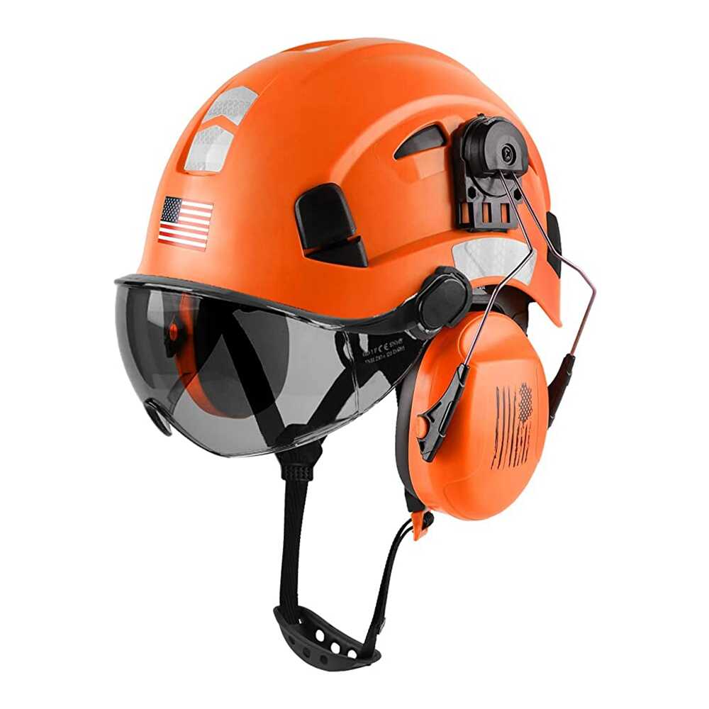 GREEN DEVIL White Color Safety Helmet Hard Hat With Visor And Ear Protection ANSI Z89.1 Approved