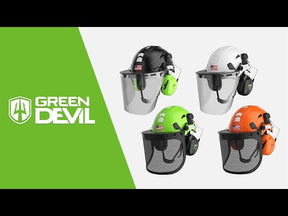 GREEN DEVIL Forestry Safety Helmet Green Color Chainsaw Helmet with Mesh face Shield and Ear Muffs 3 in 1 Protection System