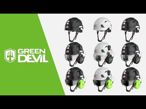 GREEN DEVIL White Color Safety Helmet Hard Hat With Visor And Ear Protection ANSI Z89.1 Approved